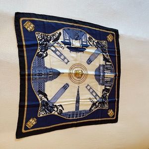 Vintage Cecy Jones Large Silk Scarf San Francisco Scenes with JLSF Logo